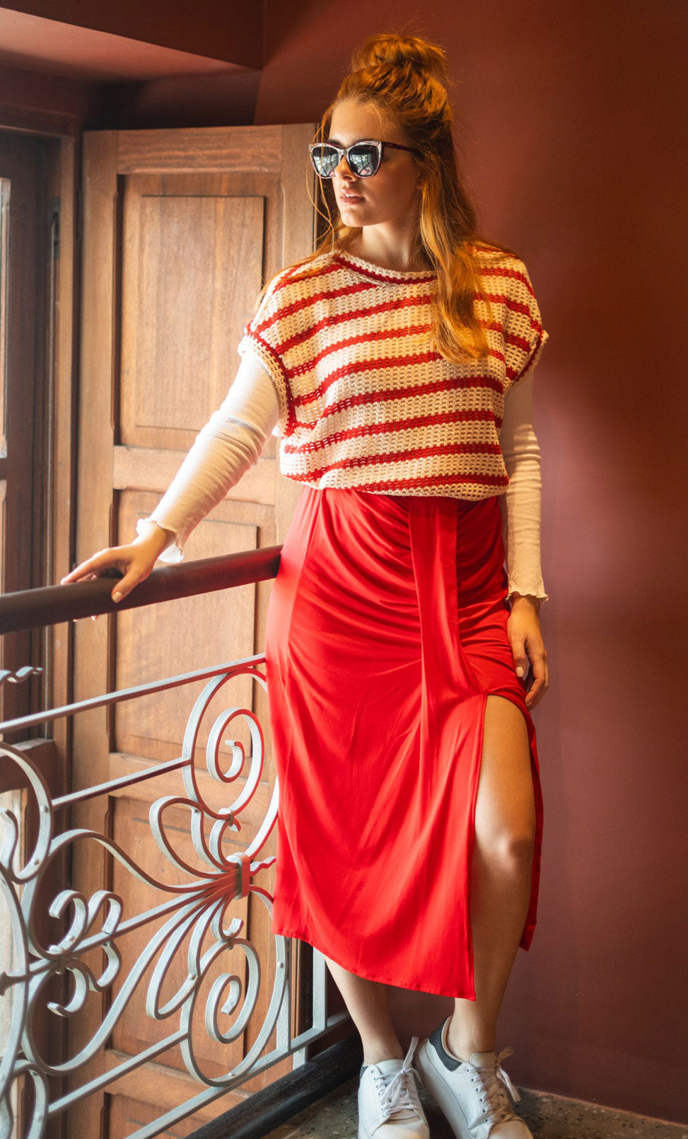 Falda Amelí roja