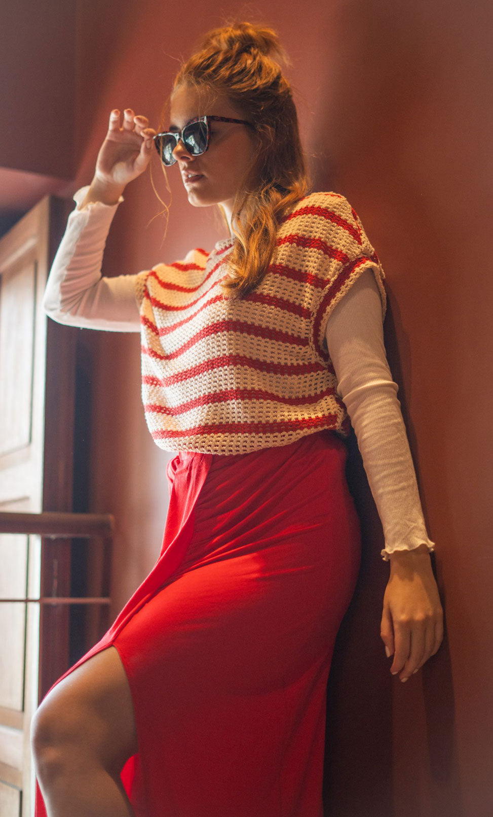 Falda Amelí roja