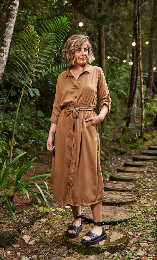 Vestido Rosario Caqui