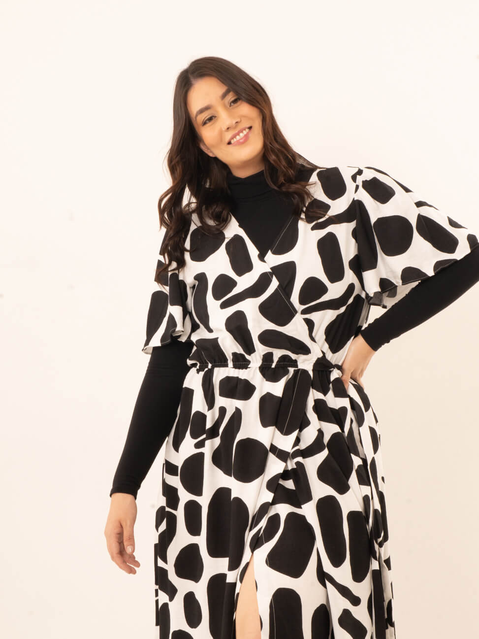 Vestido Lucía blanco negro