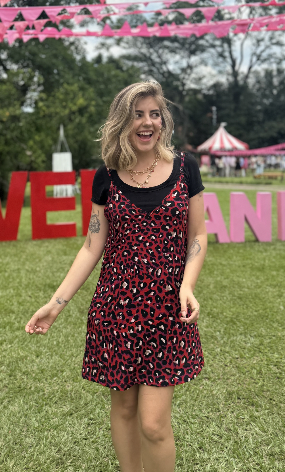 Vestido Camelia print rojo