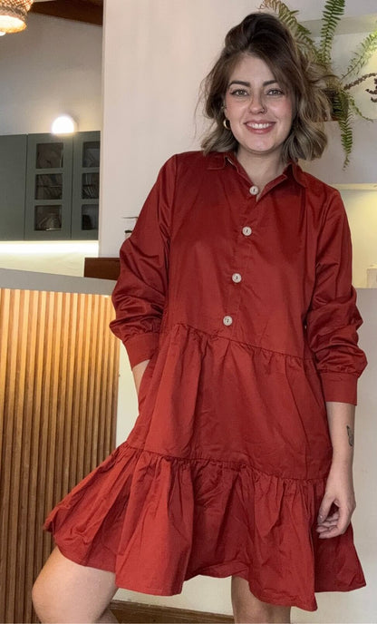 Vestido Leo terracota