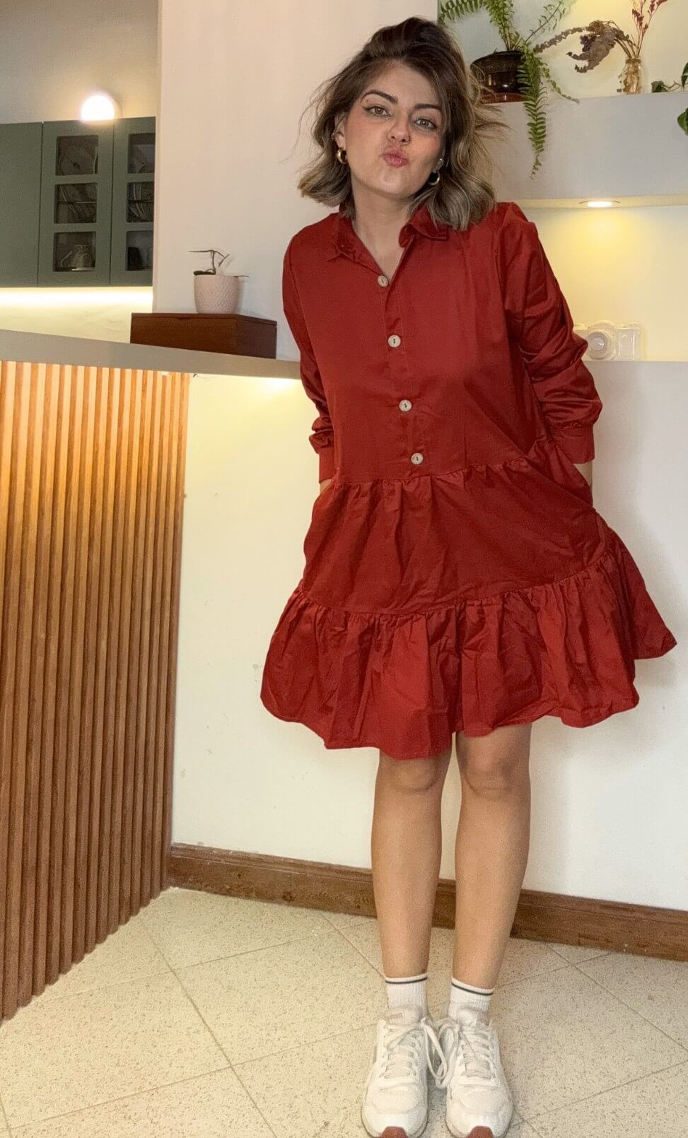 Vestido Leo terracota