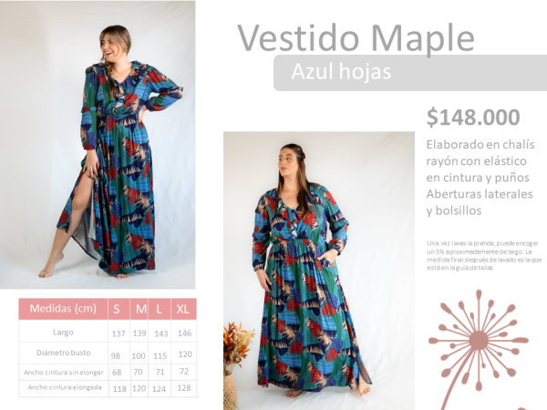 Vestido Maple Azul hojas - Imagen 6