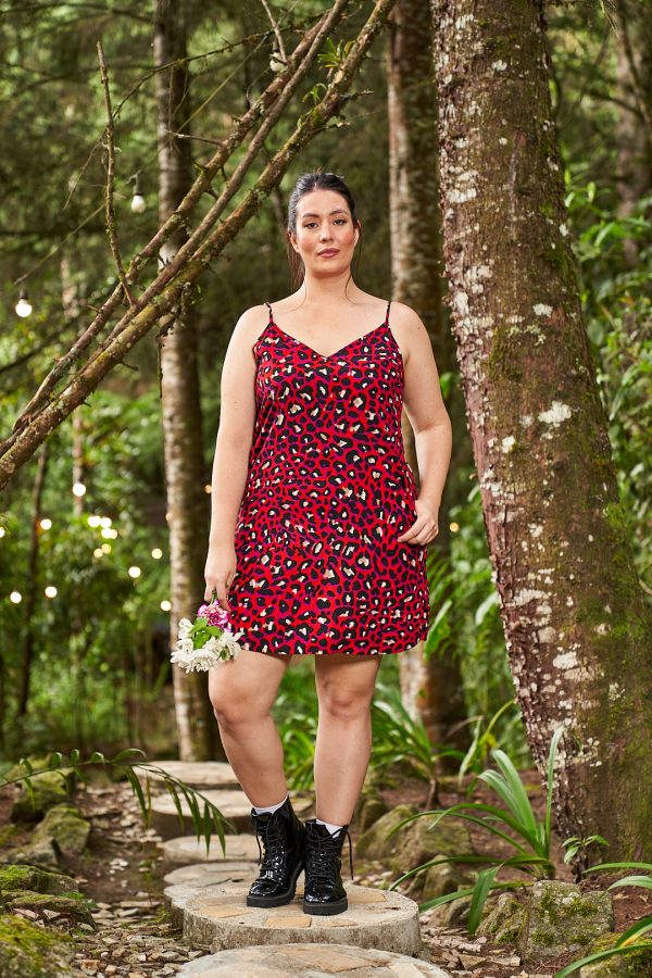 Vestido Camelia print rojo